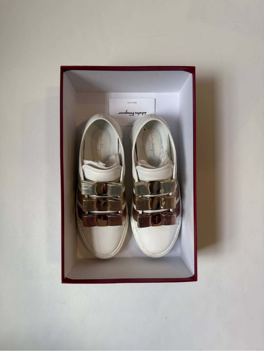 Salvatore Ferragamo Nataly 1 White Leather Low Top Sneakers